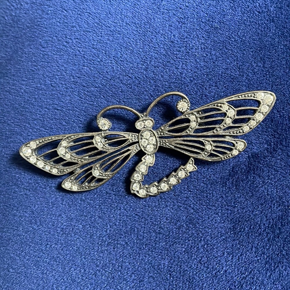 Vintage Silver Tone Dragon Fly Brooch